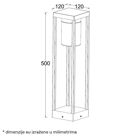 spoljna stubna lampa sa jednom E27 sijalicom