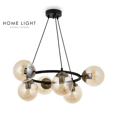 Luster koji kombinuje moderno i rustično. Elegantan sa 6 sijaličnih mesta E27 smeštenih u staklene kugle sa dimljenim staklom.