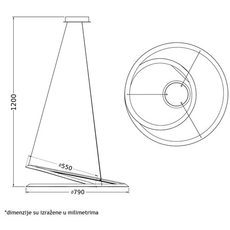 VESTA 464 VISILICA 60W 3000/4000K CRNA