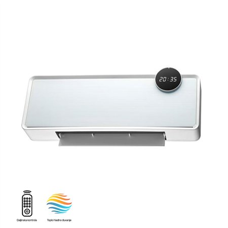 Zidna grejalica bele boje sa daljinskom kontrolom