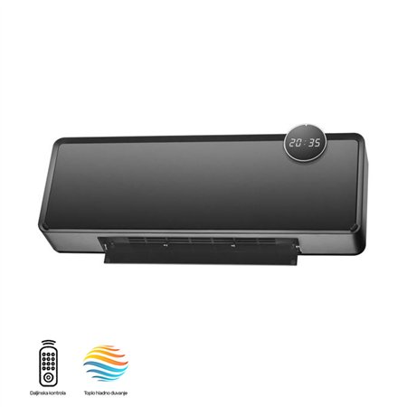 Zidna grejalica crne boje sa daljinskom kontrolom