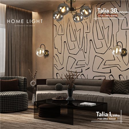 TALIA 1 ZIDNA LAMPA 1*G9 CRNA/BAKAR