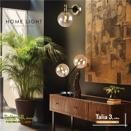 TALIA 3 ZIDNA LAMPA 1*G9 BAKAR/CRNA