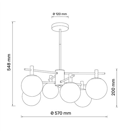 TALIA 4 LUSTER 6*G9 CRNA/BAKAR