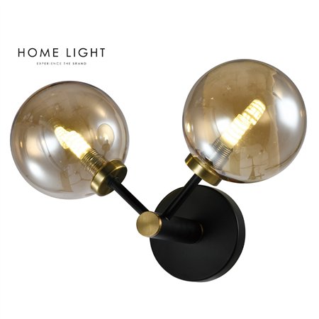 Moderna zidna lampa sa dva sijalična grla u crnoj i bakar boji.