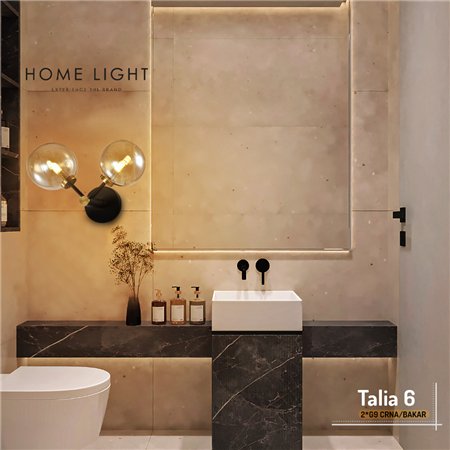 TALIA 6 ZIDNA LAMPA 2*G9 CRNA/BAKAR