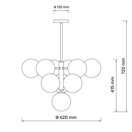 Luster u kombinaciji crne i bakar boje sa 10xG9 sijalica pruža snažno osvetljenje za velike prostore