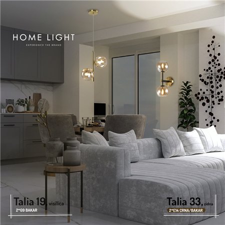 Elegantna i moderna visilica u bakarnoj boji sa dva G9 sijalična grla.