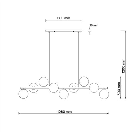 Luster sa 7xG9 sijalicama u crnoj i bakarnoj boji.