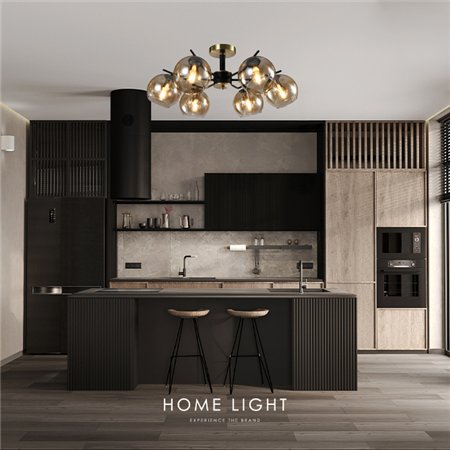 Luster sa 6xE14 sijalicama u crnoj i bakarnoj boji