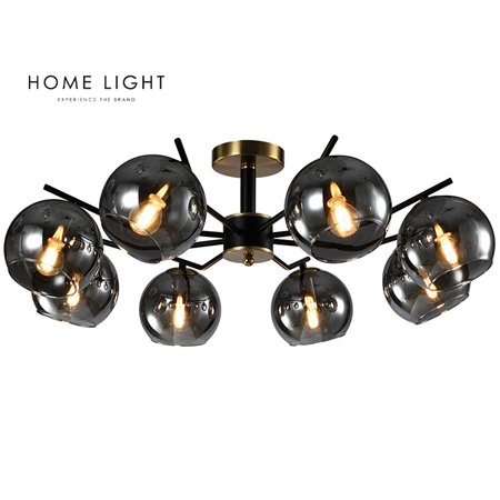 Luster sa 8 E14 sijalicama u crnoj i bakarnoj boji