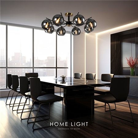 Luster sa 8 E14 sijalicama u crnoj i bakarnoj boji