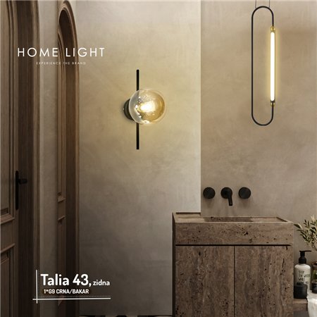 TALIA 43 ZIDNA LAMPA 1*G9 CRNA/BAKAR
