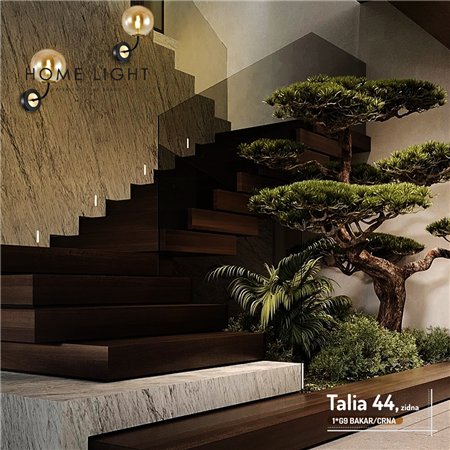 TALIA 44 ZIDNA LAMPA 1*G9 BAKAR/CRNA