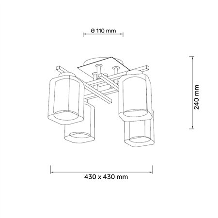 Luster sa 4xE27 grla u sivoj boji donosi suptilan i moderan izgled