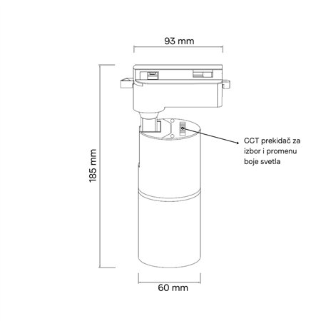 LED šinski reflektor LDG5030T (beli) monofazni sa podešavanjem temperature boje svetlosti (CCT) od 3000K