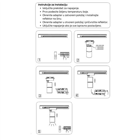 LED šinski reflektor LDG5030T (crni) monofazni sa podešavanjem temperature boje svetlosti (CCT) od 3000K