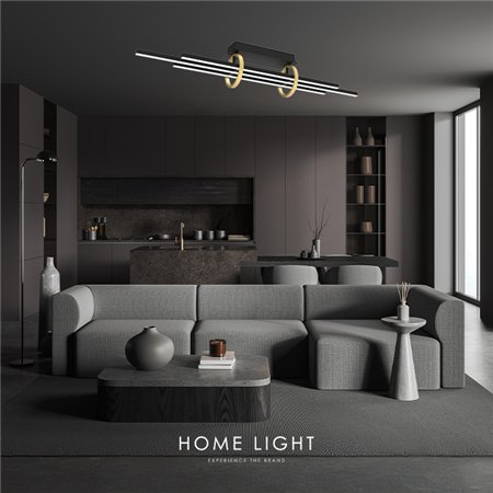 Ovaj elegantni LED luster u crnoj i zlatnoj kombinaciji daje luksuzan izgled