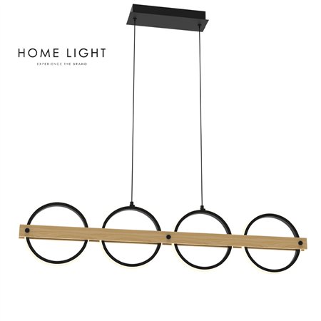 LED luster sa kombinacijom crne boje i drvenih elemenata