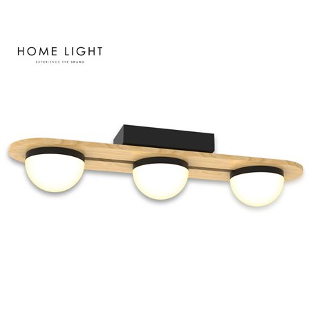 LED luster sa tri svetiljke u crno-drvenoj kombinaciji osigurava efektnu osvetljenost i topao ambijent