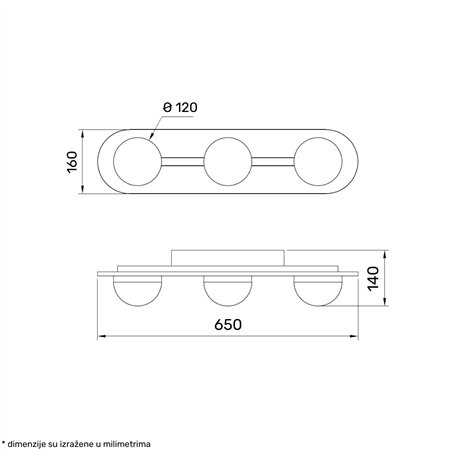 LED luster sa tri svetiljke u crno-drvenoj kombinaciji osigurava efektnu osvetljenost i topao ambijent