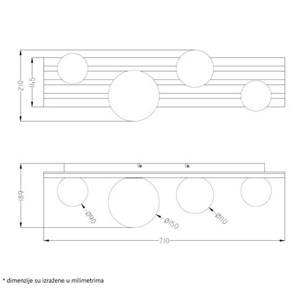 TALIA 63 PLAFONSKA SVETILJKA 4*G9 DRVO