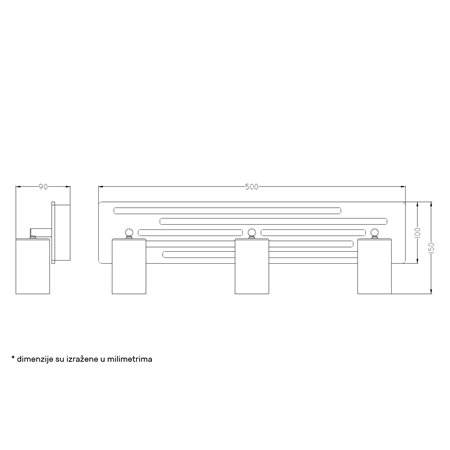 Spot lampa u crnoj boji sa drvenim detaljima i 3 GU10 sijalice