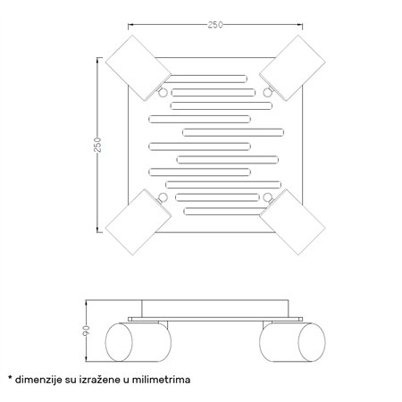 TALIA 68 SPOT LAMPA 4*GU10 CRNA/DRVO