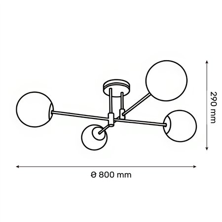 TALIA 74 LUSTER 4xE27 CRNA/ZLATO