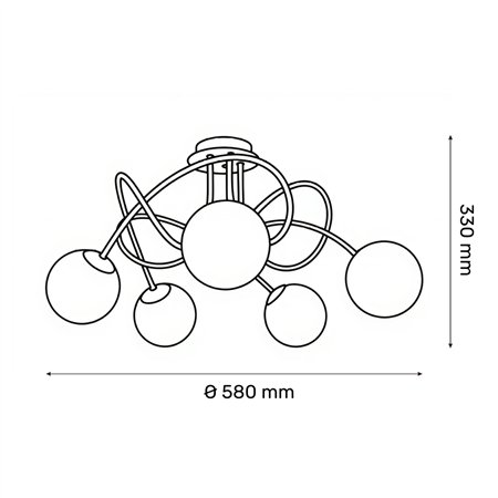 Luster sa pet E14 sijalica u crnoj boji idealan je za veće prostore