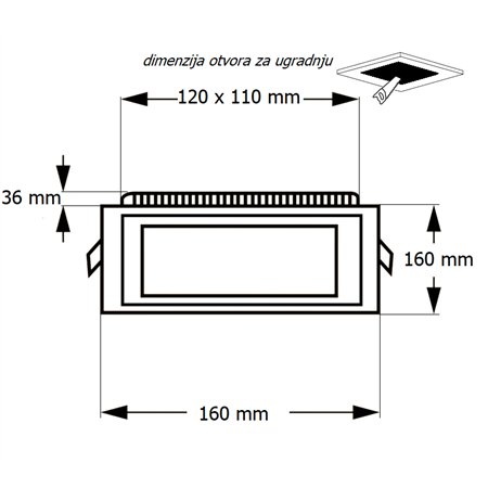 LED PANEL U/Z KNS2-12W 6500K