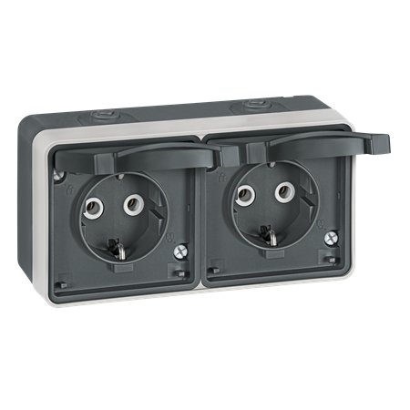 22421.A1 Priklj. dvopolna dvostr. hor. PROTECTA IP55, tamno siva