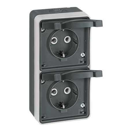 22431.A1 Priklj. dvopolna dvostr. vert. PROTECTA IP55, tamno siva
