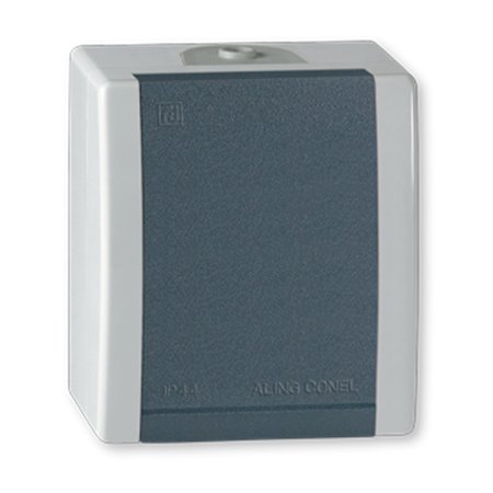 2411.1A Priključnica dvop. POWER sa plast. ulošk. IP44, siva sa