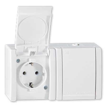 242.00 Priključnica dvop. POWER dvostr. porcel. IP44, bela