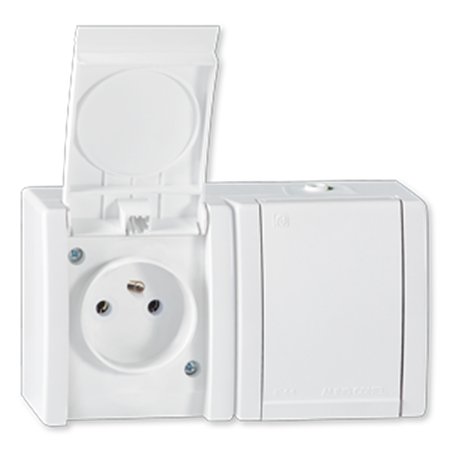 2452.00 Priključnica dvop. POWER dvostruka plast. NF stand. IP44, bela