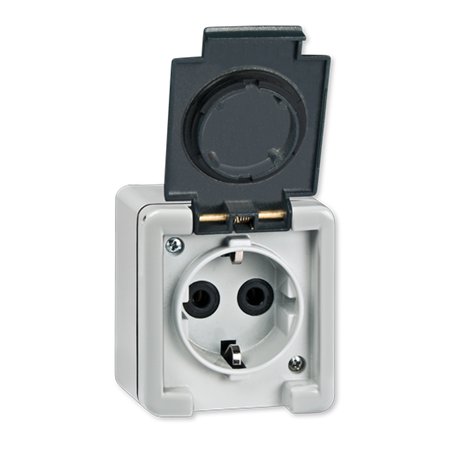 271.1A Priključnica dvopolna ARMOR sa porc. telom IP55, sivo /a