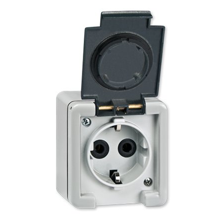 2711.1A Priključnica dvopolna ARMOR sa plast. telom IP55, sivo /