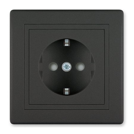 601.E1E1 Priključnica dvop. PRESTIGE sa zašt. kontakta, crna soft