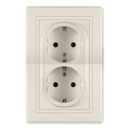 604.99 Priključnica dvopolna PRESTIGE dupla sa plast. telom, krem