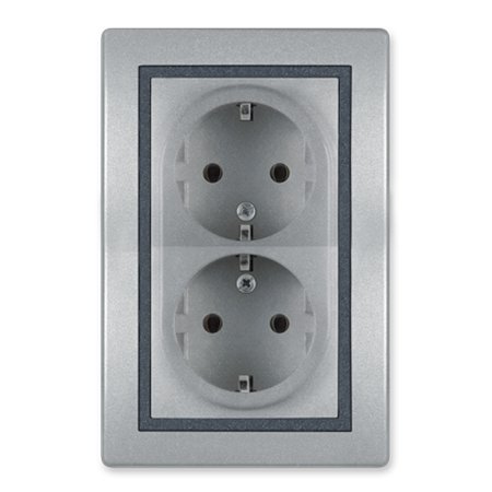 604.S2 Priključnica dvopolna PRESTIGE dupla sa plast. telom, S2