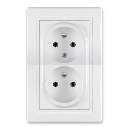 6045.00 Priključnica dvopolna PRESTIGE dupla NF standard, bela