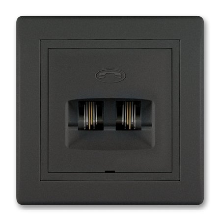 611.E1E1 Priključnica telefonska PRESTIGE 2xRJ12 6/2, crna soft