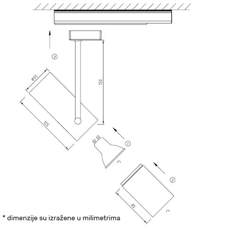 ŠINSKI REFLEKTOR JM 19420 BELI GU10 TROSTEPENI