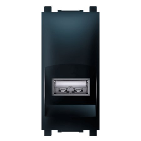 74284.E1 Priključnica EXP USB A/USB A female Keystone 1M, crna soft