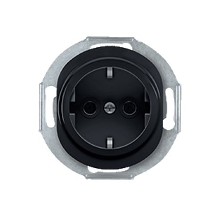 E600.E1 Priključnica dvopolna bez maske EON sa porc. telom, crna soft