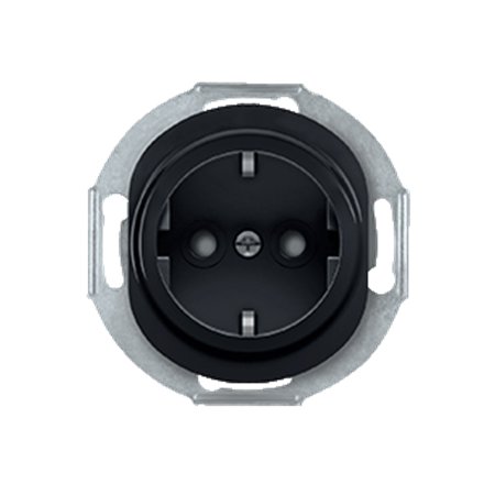 E601.E1 Priključnica dvopolna bez maske EON sa zašt. kont., crna soft