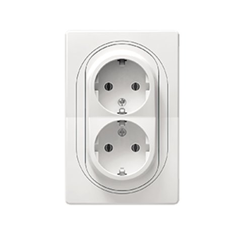 E604.00 Priključnica dvopolna EON dupla sa plast. telom, bela