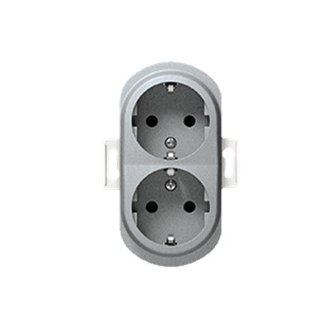 E604.S Priklj. dvopolna bez maske EON dupla sa plast. telom, silver