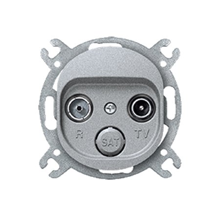 E612P.S Priključnica antenska bez maske EON TV/FM - prolazna, silver